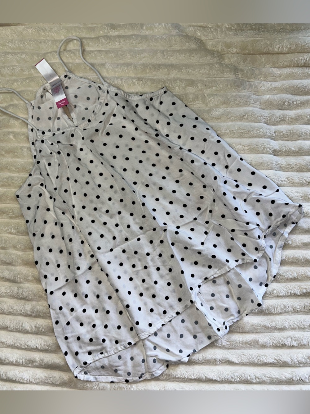 No Boundaries White Tank with Black Polka Dots